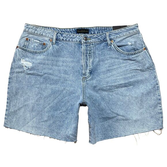 House of Harlow 1960 NWT High Rise Mom Bermuda Jean Shorts Raw Hem Button Fly 33 - Picture 2 of 7